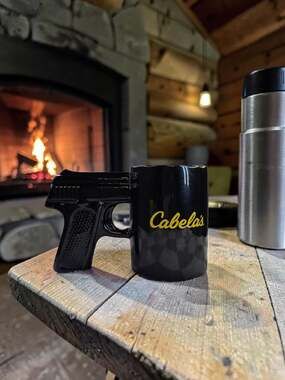 Cabela's Black Ceramic Coffee Mug with Pistol Grip Handle